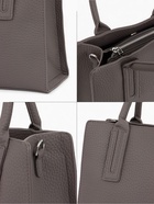 Сумка тоут TEXTURA, с длинным ремнем, средний размер, 29×10×25 см, однотонная, серая - Фото 3