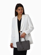 Сумка женская тоут TEXTURA на молнии, 25×7×21 см, однотонная, серая - Фото 17