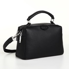 Сумка женская саквояж на молнии, 23×14×10 см, чёрная - Фото 5