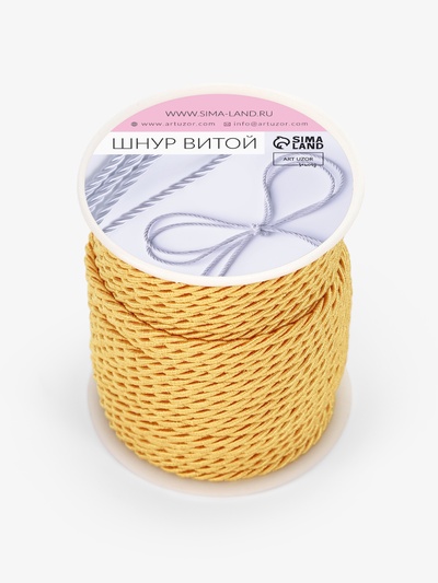 Шнур витой, d=3 мм, 25 ± 1 м, цвет золотой