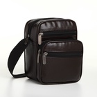 Сумка кросс-боди мужская на молнии, 3 наружных кармана, 18×9.5×15.5 см, коричневая - Фото 3