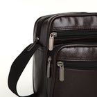 Сумка кросс-боди мужская на молнии, 3 наружных кармана, 18×9.5×15.5 см, коричневая - Фото 5