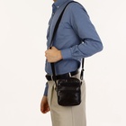 Сумка кросс-боди мужская на молнии, 3 наружных кармана, 18×9.5×15.5 см, коричневая - Фото 7