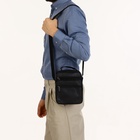 Сумка кросс-боди мужская на молнии, 3 наружных кармана, 21.5×10×17 см, чёрная - Фото 8