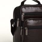 Сумка кросс-боди мужская на молнии, 3 наружных кармана, 21.5×10×17 см, коричневая - Фото 5