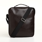 Сумка кросс-боди мужская на молнии, 3 наружных кармана, 21.5×10×17 см, коричневая - Фото 6