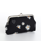 Косметичка женская на фермуаре, маленькая, с принтом, чёрная - Фото 1