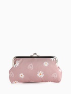 Косметичка женская на фермуаре, маленькая, с принтом, розовая - Фото 3