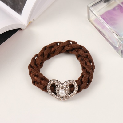 Резинка для волос «Сэнди», сердце, 6 см, коричневая