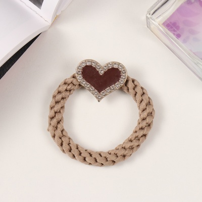 Резинка для волос «Шерил», сердце, 6 см, коричневая