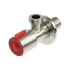 Кран угловой ZEIN engr, 1/2" × 1/2", кран-букса латунь/керамика, нерж. сталь, сатин/красный - Фото 2