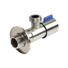 Кран угловой ZEIN engr, 1/2" × 1/2", кран-букса латунь/керамика, нерж. сталь, сатин/синий - Фото 3