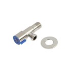 Кран угловой ZEIN engr, 1/2" х 1/2", кран-букса латунь/керамика, нерж. сталь, сатин/синий - Фото 5