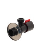 Кран угловой ZEIN engr, 1/2" х 1/2", кран-букса латунь/керамика, нерж.сталь, черный/красный - Фото 2