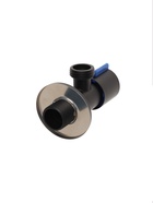 Кран угловой ZEIN engr, 1/2" х 1/2", кран-букса латунь/керамика, нерж. сталь, черный/синий - Фото 2