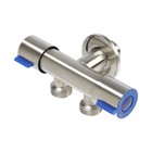 Кран двойной ZEIN engr, 1/2" × 1/2", два вентиля, кран-букса керамика, нерж. сталь, сатин - Фото 2