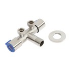 Кран двойной ZEIN engr, 1/2" х 1/2", два вентиля, кран-букса керамика, нерж. сталь, сатин - Фото 5