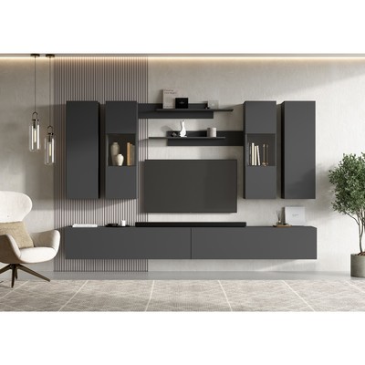 Гостиная модульная подвесная «Оникс», 3204×392×2000 мм, цвет графит