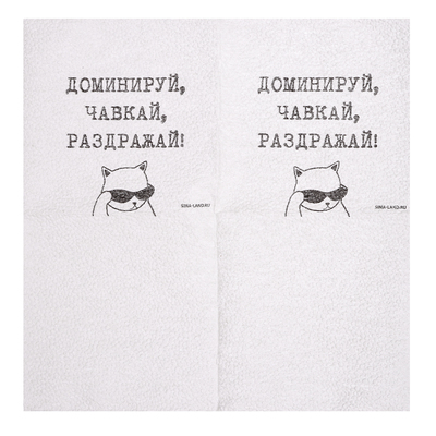 Салфетки бумажные однослойные «Доминируй, чавкай, раздражай», 24×24 см, набор 20 шт.