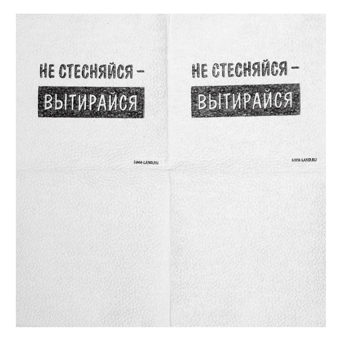 Салфетки бумажные однослойные "Не стесняйся-вытирайся", 24х24 см, набор 20 шт.