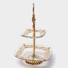 Этажерка-фруктовница «Расцвет», 2 яруса, d=18/29 см, h=49 см, квадратная, стекло - Фото 2