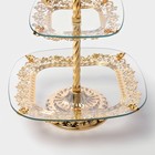 Этажерка-фруктовница «Расцвет», 2 яруса, d=18/29 см, h=49 см, квадратная, стекло - Фото 4