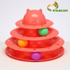 Игровой комплекс «Пижон» для кошек с 3 шариками, 24.5×24.5×13 см, розовый - Фото 1