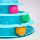 Игровой комплекс «Пижон» для кошек с 3 шариками, 24.5×24.5×13 см, голубой - Фото 3