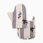 Кухонный набор «Этель» Leaves: варежка-прихватка, прихватка 100% хлопок, репс 220 г/м² - Фото 1