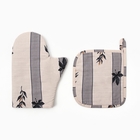 Кухонный набор «Этель» Leaves: варежка-прихватка, прихватка 100% хлопок, репс 220 г/м² - Фото 2