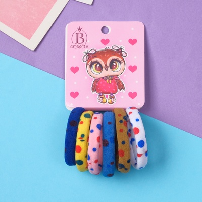 Резинки для волос Выбражулька «Венди», набор 6 шт., милашка, 4 см, пятна