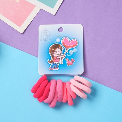 Резинки для волос «Амурные дела», набор 12 шт., крошка, 2.5 см, розовые