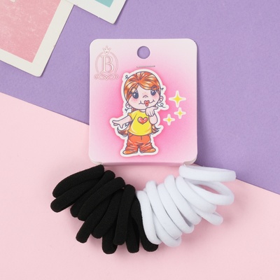 Резинки для волос Выбражулька «Амурные дела», набор 20 шт., звездуля, 2.5 см, чёрные, белые