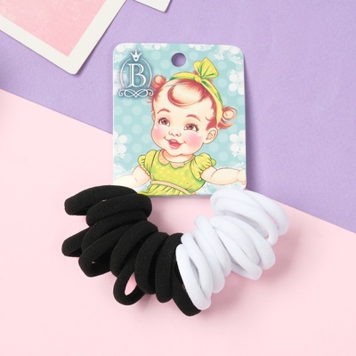 Резинки для волос «Крошка», набор 20 шт., бантик, 2.5 см, чёрные, белые