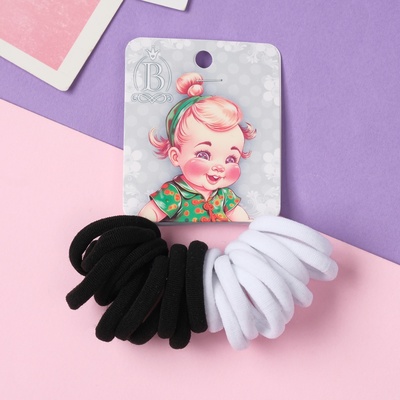 Резинки для волос «Крошка», набор 20 шт., улыбка, 2.5 см, чёрные, белые