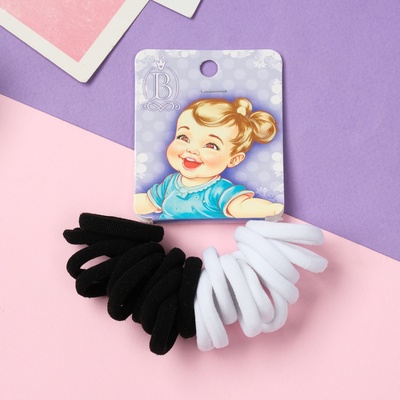 Резинки для волос «Крошка», набор 20 шт., радость, 2.5 см, чёрные, белые