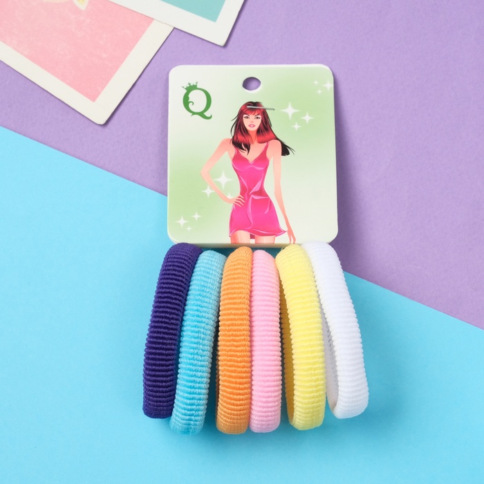 Резинки для волос QF «Анна», набор 6 шт., тайна, 4 см - Фото 1