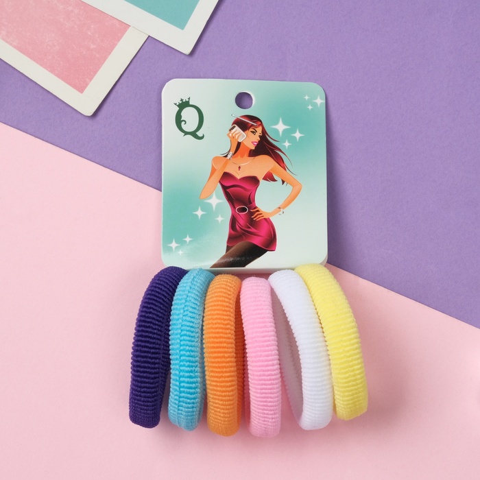 Резинки для волос QF «Анна», набор 6 шт., мечта, 4 см - Фото 1