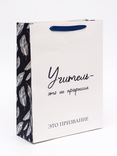 Пакет подарочный ламинированный вертикальный «Учителю», 31×40×11.5 см