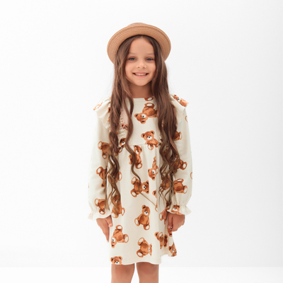 Платье с рюшами для девочки KAFTAN «Мишки», бежевое, рост 86-92 см