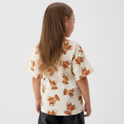 Футболка для девочки KAFTAN «Мишки», бежевая, размер 28 (86-92 см)