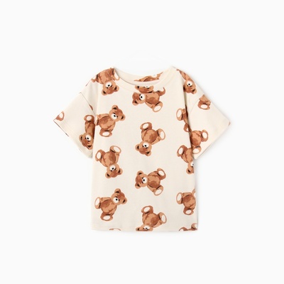 Футболка для девочки KAFTAN «Мишки», бежевая, размер 28 (86-92 см)
