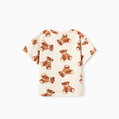 Футболка для девочки KAFTAN «Мишки», бежевая, размер 28 (86-92 см)