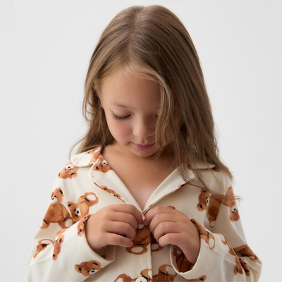 Пижама детская (рубашка, брюки) KAFTAN «Мишка», бежевая, размер 32 (110-116 см)