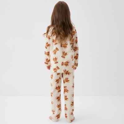 Пижама детская (рубашка, брюки) KAFTAN «Мишка», бежевая, размер 32 (110-116 см)