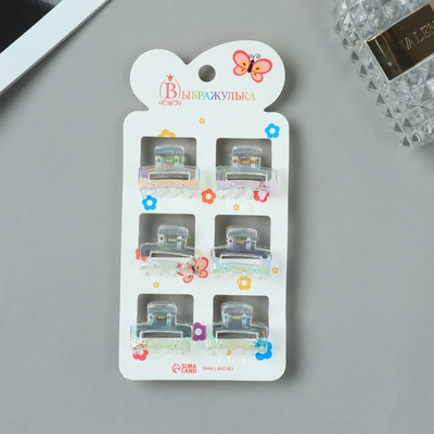 Крабики для волос«Аванти», прямой, 2.5 см, набор 6 шт., прозрачные