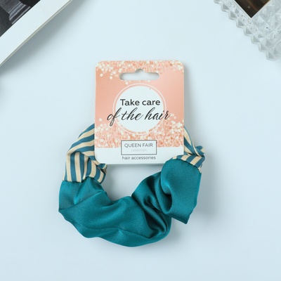 Резинка для волос QF «Орбита», половинка полоски, 8 см, жёлто-зелёная