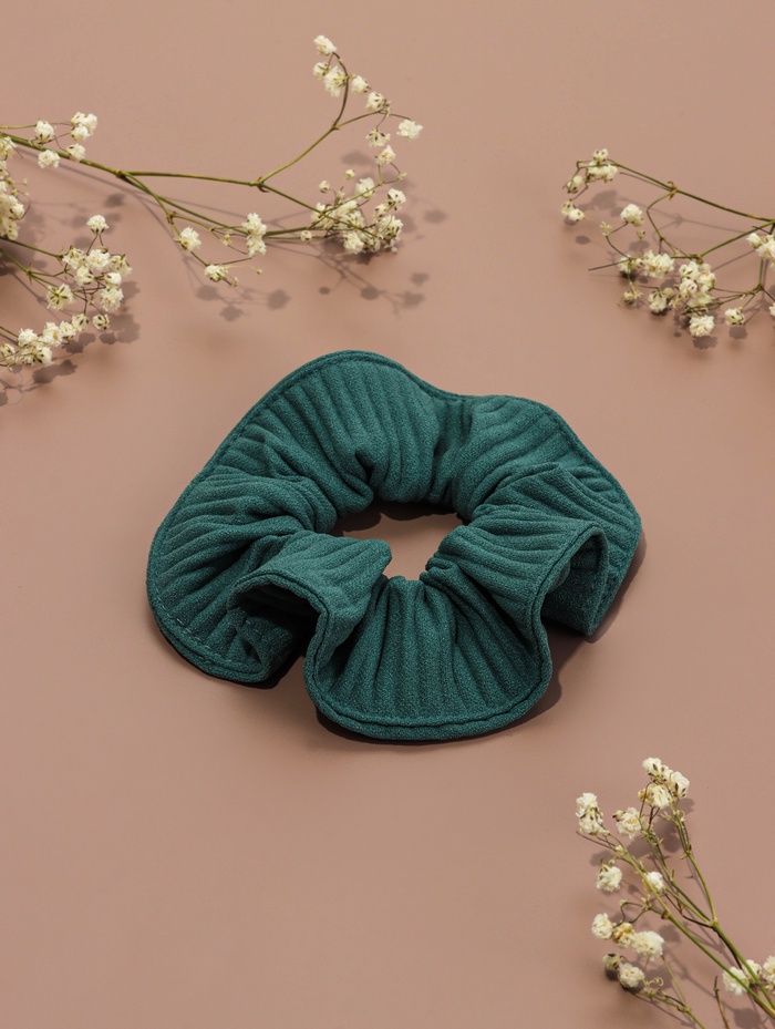 Резинка для волос QF «Орбита», текстура полоска, 10 см, зелёная