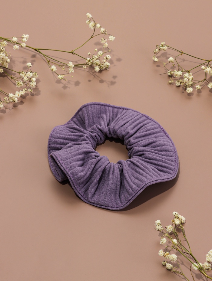 Резинка для волос QF «Орбита», текстура полоска, 10 см, серо-сиреневая