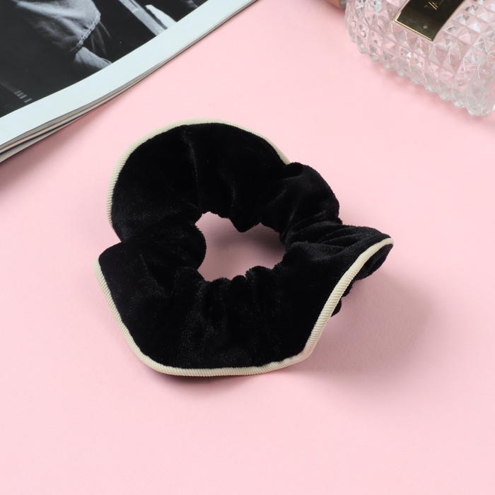 Резинка для волос QF «Орбита», классика бархат края, 10 см, чёрно-белая